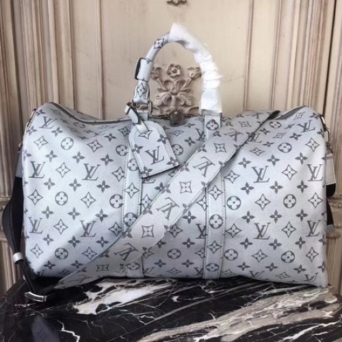 Чанта Louis Vuitton Monogram Macassar Canvas Keepall 45 см каишка M43817 сребриста