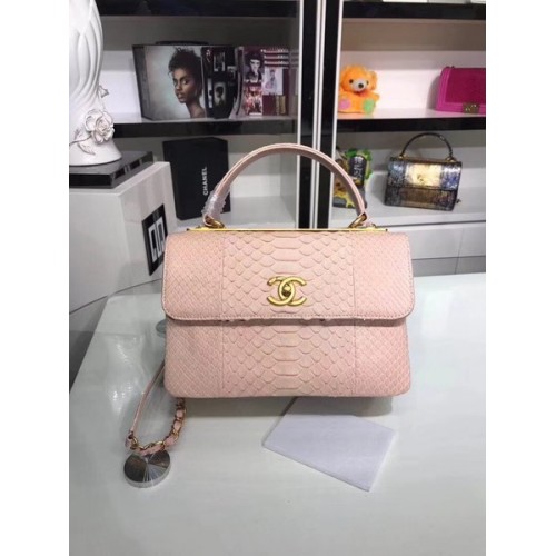 Оригинална чанта Chanel от змийска кожа A92236 розова