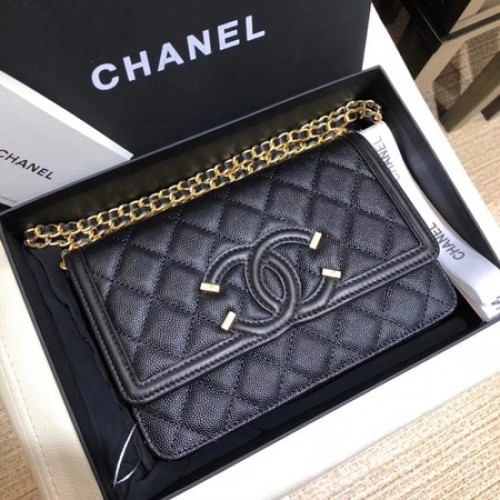 Чанта през рамо Chanel Flap Original Caviar Leather 5698 черна