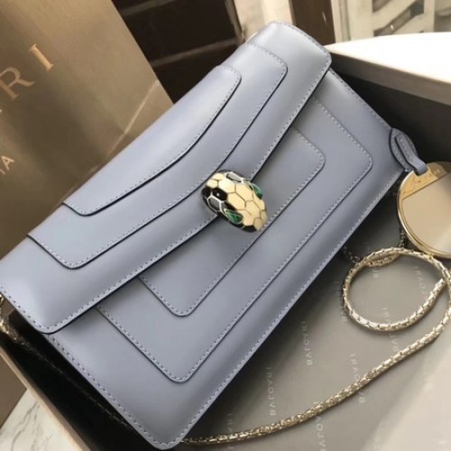 Чанта за рамо Bvlgari Original Calfskin Serpenti Forever 97521 Светло синя
