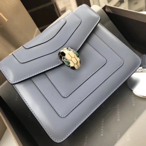 Чанта за рамо Bvlgari Original Calfskin Serpenti Forever 97520 в светло синьо