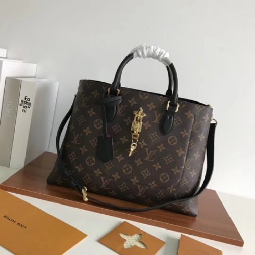 Louis Vuitton оригинална монограмна платнена чанта TOTE FLEUR 43551 черна