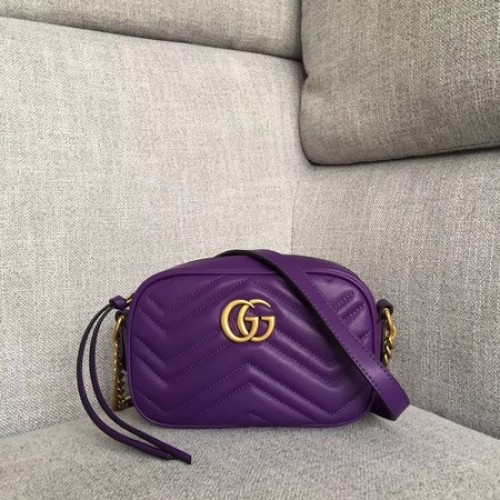 Мини чанта Gucci GG Marmont Matelasse 448065 лилава