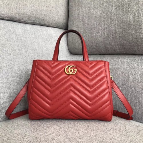 Малка чанта с горна дръжка Gucci GG Marmont 448054 червена