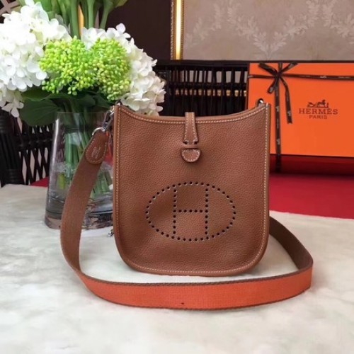 Hermes Evelyne mini 17cm чанта през рамо от оригинална телешка кожа H1187 светлокафява