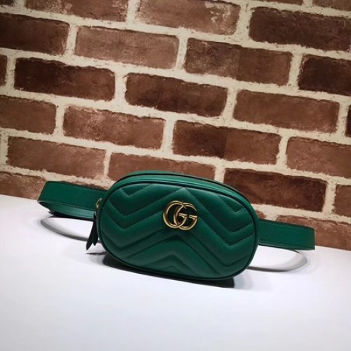Кожена чанта за кръста Gucci GG Marmont 476434 зелена