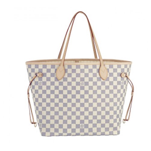 Чанта Louis Vuitton Damier Azur Canvas Neverfull MM N51107