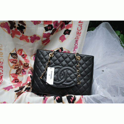 Кожена чанта Chanel 2011 GST Caviar 36092 Черна