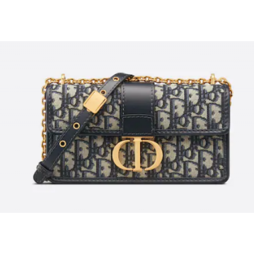 30 MONTAIGNEE ЧАНТА ИЗТОК-ЗАПАД С ВЕРИЖКА Синя коса жакардова каишка Dior M9334