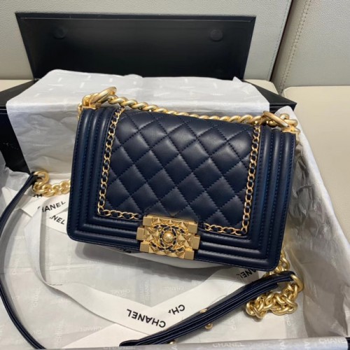 Чанта с капак CHANEL за момчета A67085, тъмносиня