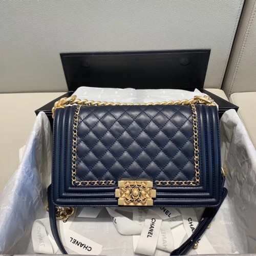 Чанта с капак CHANEL A67086, тъмносиня