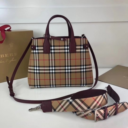 Чанта тип „тоут“ BURBERRY Medium Banner 3835, цвят бордо