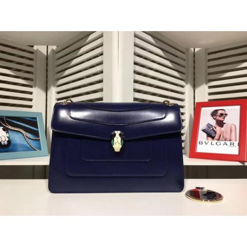 Чанта за рамо BVLGARI от средна телешка кожа BG2281, цвят кралски цвят