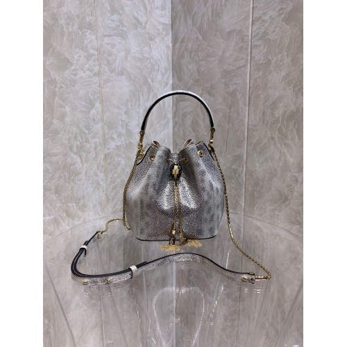 BVLGARI Оригинална чанта от змийска кожа B287614 Сребриста