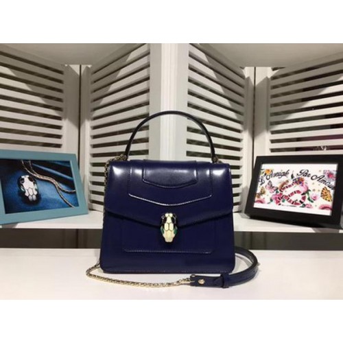 Чанта BVLGARI Serpenti Forever от лачена кожа BG2280 кралски цвят