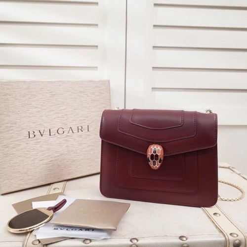 Кожена чанта BVLGARI Serpenti Forever Flap Cover 28697 цвят фуксия