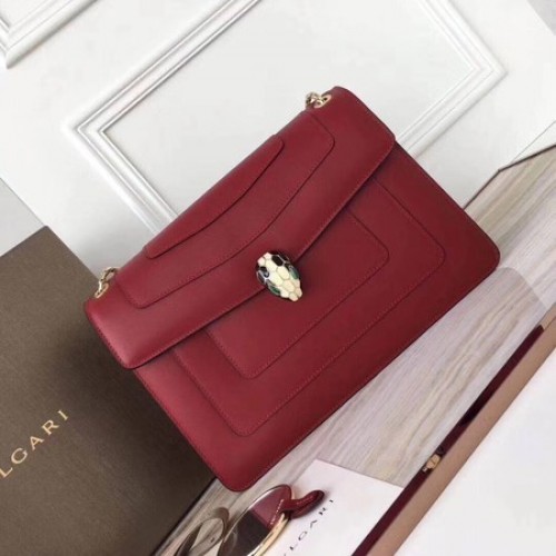 Чанта за през рамо от телешка кожа BVLGARI Serpenti Forever Original 3780, кестенява