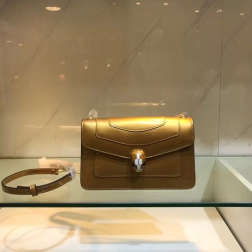 Чанта за рамо BVLGARI Serpenti Forever от металическа кожа 91414 златиста