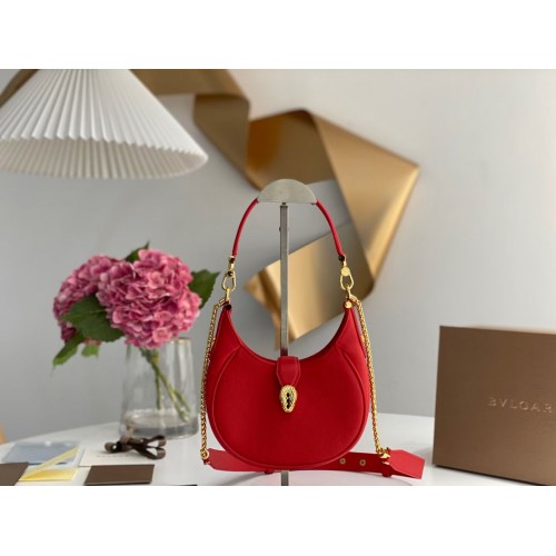 Чанта за рамо BVLGARI от телешка кожа B281632 ЧЕРВЕНА