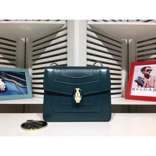 Мини чанта за рамо BVLGARI от телешка кожа BG2283 в синьо