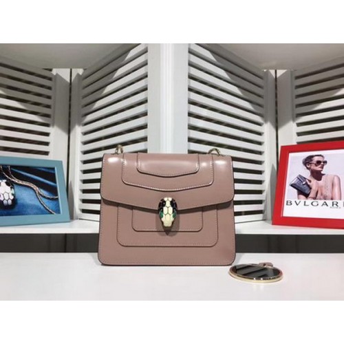 Мини чанта за рамо BVLGARI от телешка кожа BG2283, розова