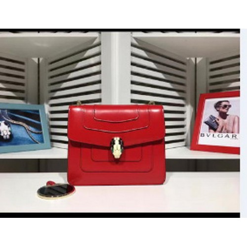 Мини чанта за рамо BVLGARI от телешка кожа BG2283 червена