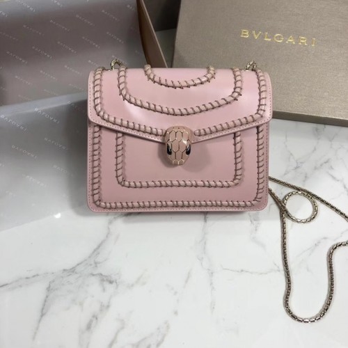 Мини чанта за рамо BVLGARI от телешка кожа BG22889 розова
