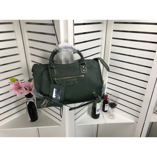 Чанта Balenciaga Giant City Gold Pins B084336 Green