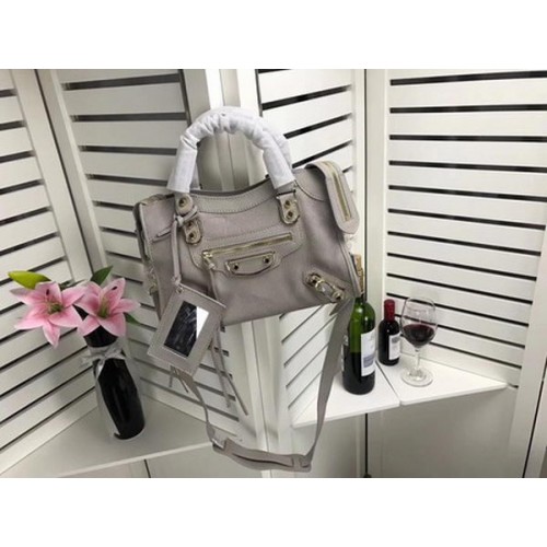 Чанта Balenciaga Giant City Gold Pins B084336 светло сива