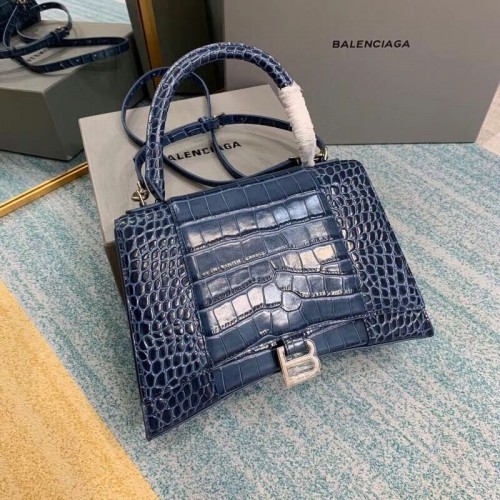 Чанта Balenciaga HOURGLASS със среден размер и горна дръжка B108892E синя