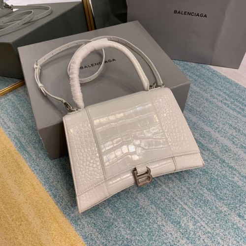 Чанта Balenciaga HOURGLASS със среден размер и горна дръжка B108892E бяла