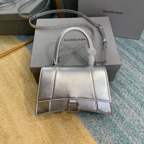 Чанта Balenciaga HOURGLASS с малка горна дръжка B108895-1 Сребриста