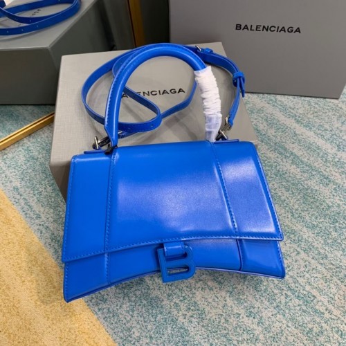 Малка чанта Balenciaga с пясъчен часовник и горна дръжка B108895-1 синя