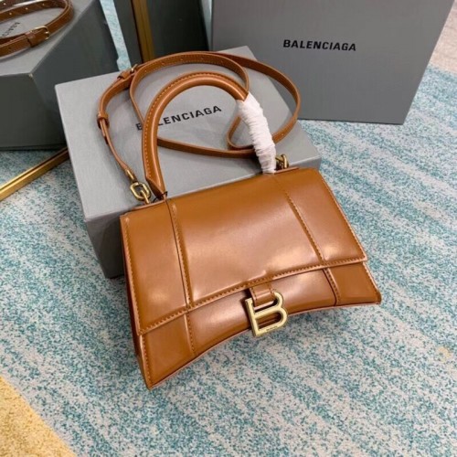 Малка чанта Balenciaga с пясъчен часовник и горна дръжка B108895-1 кафява