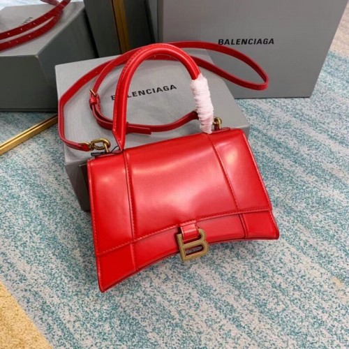 Малка чанта Balenciaga с пясъчен часовник и горна дръжка B108895-1 червена