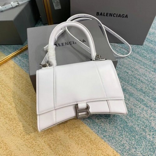 Малка чанта Balenciaga с пясъчен часовник и горна дръжка B108895-1 бяла