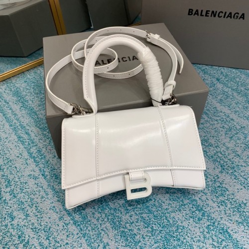 Малка чанта Balenciaga с пясъчен часовник и горна дръжка B108895C бяла