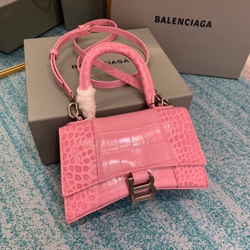 Чанта Balenciaga Hourglass XS с горна дръжка 28331S, светло розова