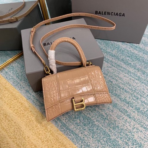 Чанта Balenciaga Hourglass XS с горна дръжка 28331S цвят кайсия