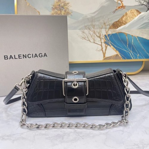 Чанта за рамо Balenciaga LINDSAY CROCODILE EMBOSSED с презрамка 6088 черна