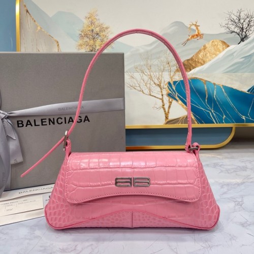 Малка чанта за рамо Balenciaga LINDSAY CROCODILE EMBOSSED с презрамка 6009 розова