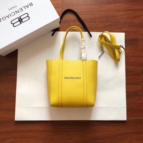 Оригинална кожена мини чанта за пазаруване Balenciaga 6696 жълта