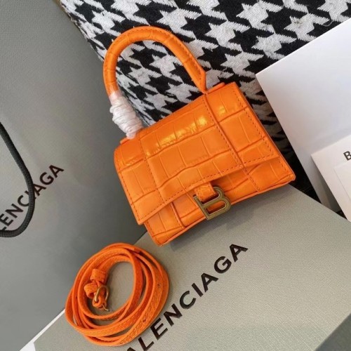 Дамска мини чанта Balenciaga с пясъчен часовник и горна дръжка M8000, оранжева