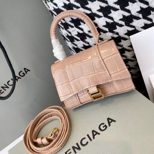 Дамска чанта Balenciaga HOURGLASS MINI с горна дръжка M8000, цвят кайсия