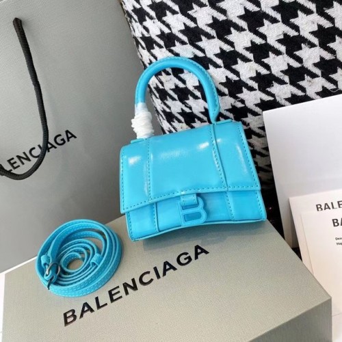 Дамска чанта Balenciaga с пясъчен часовник и горна дръжка, лъскава телешка кожа M8000, синя