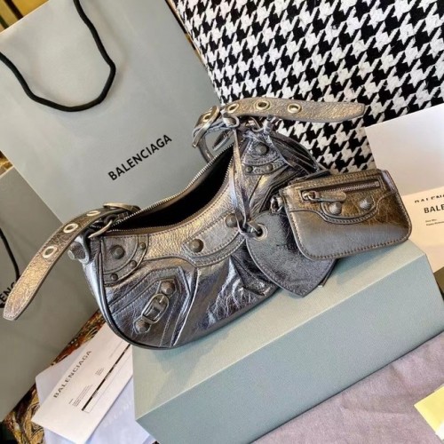 Дамска чанта за рамо Balenciaga LE CAGOLE средна, сребриста, 27541