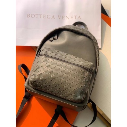 Кожена раница Bottega Veneta CLASSIC INTRECCIATO Intrecciato 7786 сива