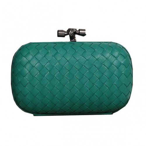 Bottega Veneta Intrecciato Sheepskin Impero Ayers Knot Clutch 11308 Зелен