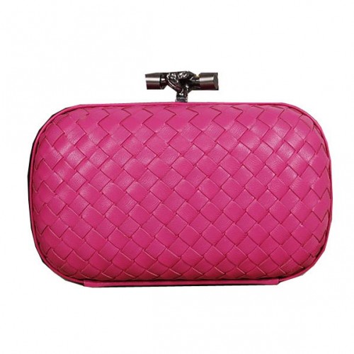 Чанта Bottega Veneta Intrecciato от овча кожа Empire Ayers Knot Clutch 11308 Розова
