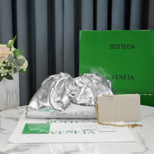 Кожен клъч Bottega Veneta 576227 сребрист